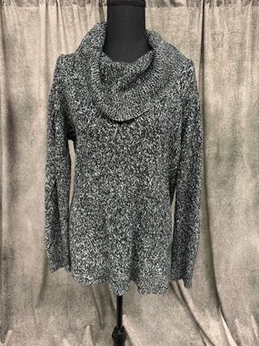 Calvin Klein Marled Black & White Cowl Neck Sweater